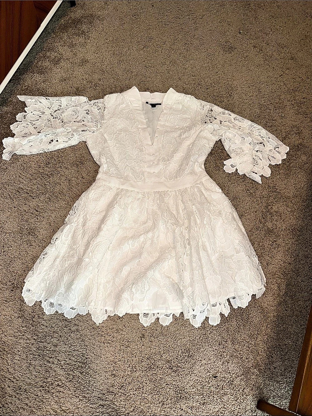 Boston Proper Lace Mini Dress in White Size large